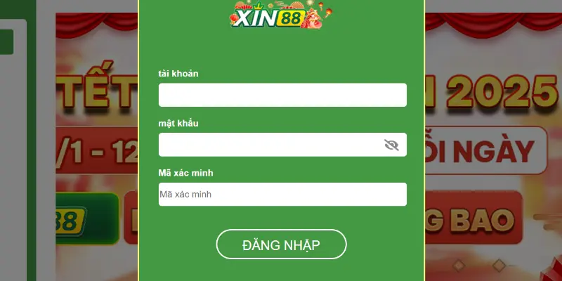 Giao diện đăng nhập Xin88